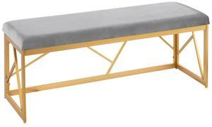 LumiSource Folia Metal Bench, Velvet Upholstered Bench, Bench for Entryway, Bed Bench for Bedroom, Dining Bench