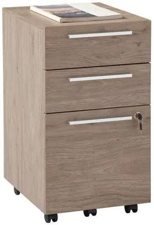Realspace® Trezza 19"D Vertical 3-Drawer Mobile File Cabinet, Light Oak