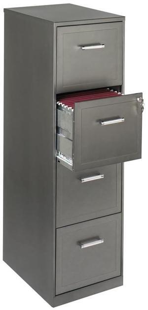 Realspace® 18"D 4-Drawer Vertical File Cabinet, Metallic Charcoal