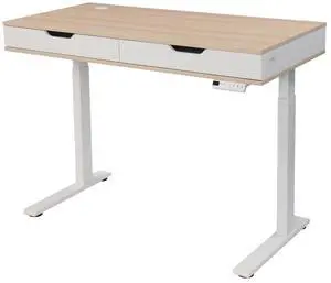 Realspace® Smart Electric 48"W Height-Adjustable Standing Desk, White/Natural