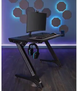 RS Gaming Venno 45"W Gaming Computer Desk, Black
