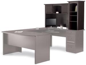Realspace® Broadstreet 65"W Hutch For U-Shaped Desk, Walnut