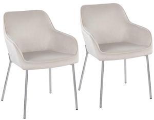 LumiSource Daniella Cream Dining Chair, Upholstered Dining Chairs, Contemporary Dining Chair, Kitchen Chairs for Dining Table, Dining Chairs Set of 2