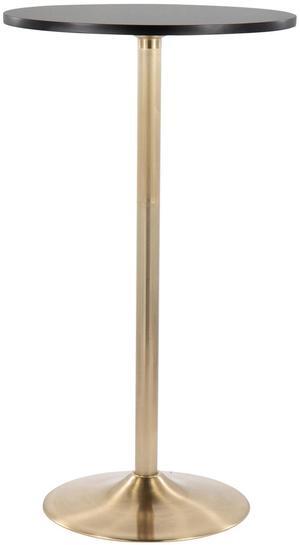 LumiSource Modern Home Decorative Furniture Pebble Contemporary/Glam Adjustable Dining to Bar Table in Gold Metal and Black Wood