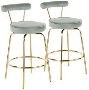 LumiSource Rhonda Counter Stools for Kitchen Counter in Gold Metal, Counter Height Chairs, Bar Stools Set of 2, Counter Height Chairs, Bar Stools for Kitchen Island