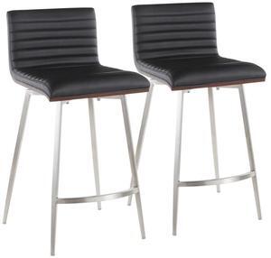 LumiSource Mason Swivel Counter Stools for Kitchen Counter in Stainless Steel and Faux Leather, Counter Height Chairs, Bar Stools Set of 2, Bar Stools for Kitchen Island