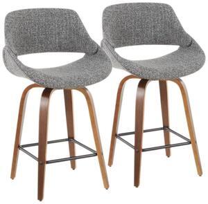 LumiSource Fabrico Counter Stools for Kitchen Counter in Walnut Wood, Counter Height Chairs, Bar Stools Set of 2, Counter Height Chairs, Bar Stools for Kitchen Island