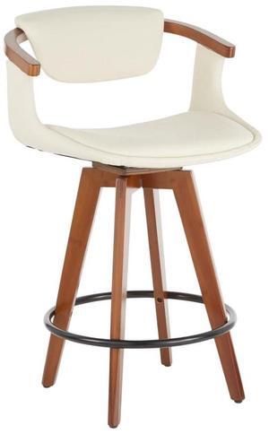 LumiSource Oracle Counter Stools for Kitchen Counter in Walnut Wood and Faux Leather, Counter Height Stools, Counter Height Chairs, Bar Stools for Kitchen Island, One Stool Included