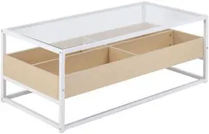 LumiSource Display Coffee Table, Center Table for Living Room, Glass Coffee Table with Storage, Wood Coffee Table, Small Coffee Tables for Living Room, Living Room Tables