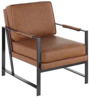 LumiSource Franklin Arm Chair, Leather Accent Chair, Black Accent Chair for Living Room, Comfy Chair for Bedroom, Contemporary Chair