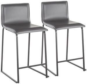 LumiSource Mara Upholstered Counter Stools for Kitchen Counter with Black and Faux Leather, Counter Height Chairs, Bar Stools Set of 2, Counter Height Chairs, Bar Stools for Kitchen Island