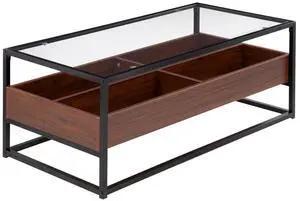 LumiSource Display Coffee Table, Center Table for Living Room, Glass Coffee Table with Storage, Wood Coffee Table, Small Coffee Tables for Living Room, Living Room Tables
