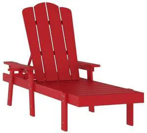 Flash Furniture Sonora Adjustable Adirondack Lounger with Cup Holder, Commercial Grade All-Weather-Weather Indoor/Outdoor Recycled HDPE Lounge Chair, Red