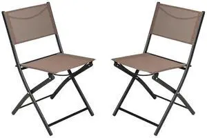 Flash Furniture Brazos Commercial Indoor-Outdoor Folding Chairs, Flex Comfort Backs/Seats, Metal Frames, Portable Lightweight Foldable Design, Set of 2, Brown/Black