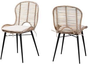 bali & pari Brenna Natural Rattan Dining Chair, 2-Piece Set, Greywashed