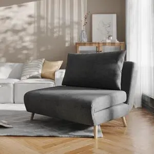 Flash Furniture Shaw Tri-Fold Convertible Sleeper Chair with Pillow, 3-in-1 Multifunctional Adjustable Sleeper, Channel Stitching, Hideaway Legs, Dark Gray Fabric