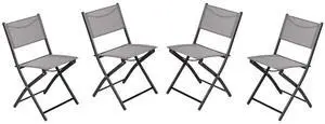 Flash Furniture Brazos Commercial Indoor-Outdoor Folding Chairs, Flex Comfort Backs/Seats, Metal Frames, Portable Lightweight Foldable Design, Set of 4, Gray/Black