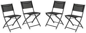 Flash Furniture Brazos Commercial Indoor-Outdoor Folding Chairs, Flex Comfort Backs/Seats, Metal Frames, Portable Lightweight Foldable Design, Set of 4, Black/Black