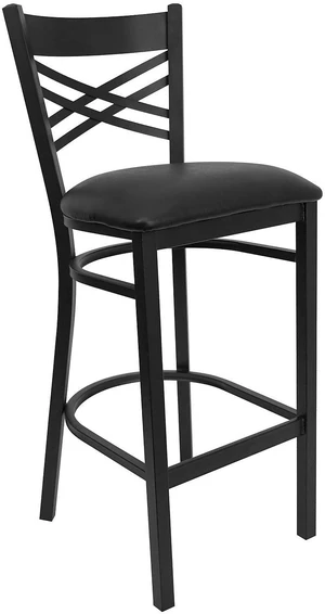 Hercules Metal Restaurant Barstool, Black | X Back Style, Vinyl Upholstery, Durable Construction, Commercial Use Hercules Metal Restaurant Barstool, Black | X Back Style, Vinyl Upholstery, Durable Construction, Commercial Use