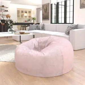 Flash Furniture Oversized Bean Bag Chair for Kids and Adults, Set of 1, Blush Furry