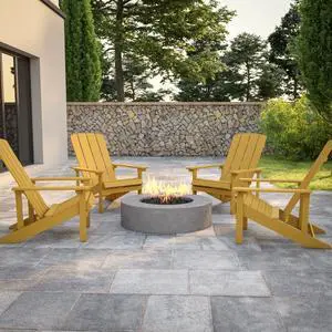 Flash Furniture Charlestown Poly Resin Adirondack Chair - Yellow - All Weather - Indoor/Outdoor - Set of 4