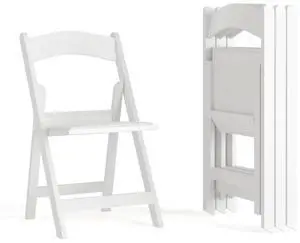 Flash Furniture Hercules Series Folding Chair - White Resin - Set of 4 800LB Weight Capacity Comfortable Event Chair - Light Weight Folding Chair