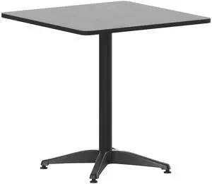 Flash Furniture Mellie 27.5'' Square Aluminum Indoor-Outdoor Table with Base, Black