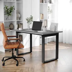 Flash Furniture Redmond Conference Table with U-Frame Base, Commercial Water and Scratch Resistant Laminate Finish, PVC Edge, Heavy Duty Steel Frame, 48x30, Gray Oak