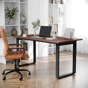 Flash Furniture Redmond Conference Table with U-Frame Base, Commercial Water and Scratch Resistant Laminate Finish, PVC Edge, Heavy Duty Steel Frame, 60x30, Walnut