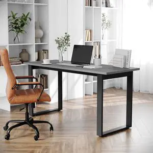 Flash Furniture Redmond Conference Table with U-Frame Base, Commercial Water and Scratch Resistant Laminate Finish, PVC Edge, Heavy Duty Steel Frame, 60x24, Gray Oak