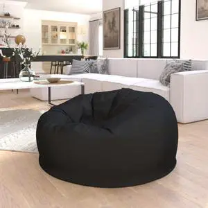 Flash Furniture Oversized Bean Bag Chair for Kids and Adults, Set of 1, Black
