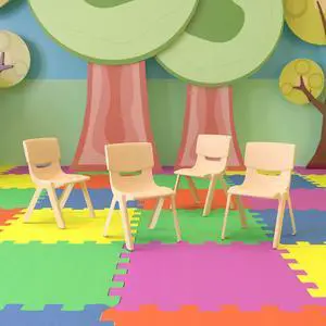 4 Pack Natural Plastic Stackable School Chair with 10.5" H Seat, Preschool Chair 4 Pack Natural Plastic Stackable School Chair with 10.5" H Seat, Preschool Chair