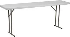 Flash Furniture Kathryn 6' Rectangular Plastic Folding Table, Long Plastic Foldable Table for Indoor/Outdoor Events, White Flash Furniture Kathryn 6' Rectangular Plastic Folding Table, Long Plastic Foldable Table for Indoor/Outdoor Events, White
