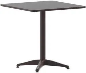 Flash Furniture Mellie 27.5'' Square Aluminum Indoor-Outdoor Table with Base, Bronze