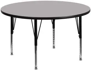 Wren 42'' Round Grey Thermal Laminate Activity Table - Height Adjustable Short Legs Wren 42'' Round Grey Thermal Laminate Activity Table - Height Adjustable Short Legs