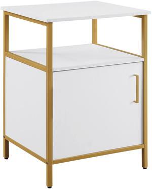 Office Depot Home Furnishings Modern Life Contemporary Utility Table and Printer Stand with Storage Cabinet, White