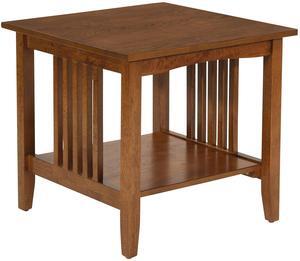 Office Depot Home Furnishings Sierra End Table with Lower Storage Shelf and Mission Style Side Panels, Ash Brown
