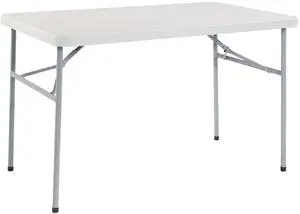 Work Smart 4' Resin Multi Purpose Folding Table, Light Grey