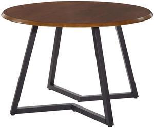 Office Depot Home Furnishings Metro Mid-Century Modern Round Dining Table with Black Metal Base, 45-inches, Oak Veneer Top