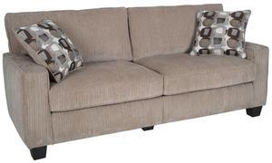 Serta Palisades 73" Track Arm Sofa, Easy Care Polyester, Soft Pillow Back, Pocket Coil Seat Cushions, Removable Covers, Loveseat or Couch for Small Spaces, Living Rooms or Bedrooms, Beige