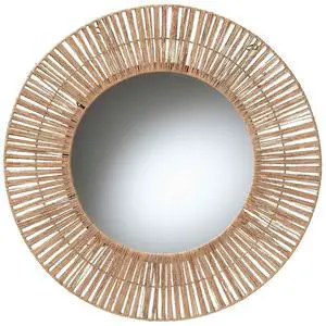 bali & pari Leala Metal & Seagrass Accent Wall Mirror in Natural Brown