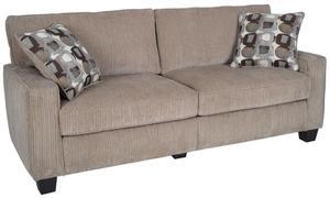 Serta Palisades 78" Track Arm Sofa, Easy Care Polyester, Soft Pillow Back, Pocket Coil Seat Cushions, Removable Covers, Loveseat or Couch for Small Spaces, Living Rooms or Bedrooms, Beige