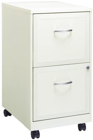 Realspace 18"D SOHO Vertical Letter-Size Mobile File Cabinet, 2 Drawers, Pearl White