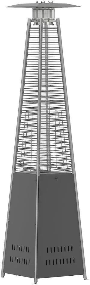 Flash Furniture Outdoor Patio Heater with Wheels - Slate Gray - 42,000 BTU - 7.5 Feet Tall - Stainless Steel - For Residential and Commercial Use