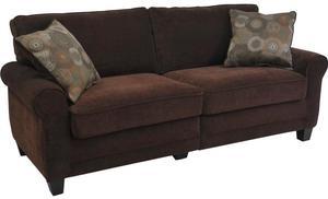 Serta Copenhagen 73" Rolled Arm Sofa, Easy Care Polyester, Soft Pillow Back, Pocket Coil Seat Cushions, Removable Covers, Loveseat or Couch for Small Spaces, Living Rooms or Bedrooms, Brown