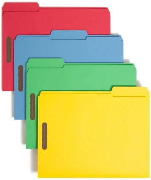 Fastener File Folders, Reinforced 1/3-Cut Tabs, 2 Fasteners, Letter Size, Assorted Coolors, 50 per Box (11975) Fastener File Folders, Reinforced 1/3-Cut Tabs, 2 Fasteners, Letter Size, Assorted Coolors, 50 per Box (11975)