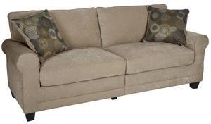 Serta Copenhagen Rolled Arm, Easy Care Polyester, Soft Pillow Back, Pocket Coil Seat Cushions, Removable Covers, Loveseat or Couch for Small Spaces, Living Rooms or Bedrooms, 73" Sofa, Tan