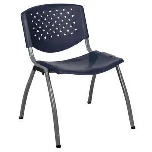Home and Office Navy Plastic Stack Chair with Perforated Back | Powder Coated, 880 LBS. Weight Capacity Home and Office Navy Plastic Stack Chair with Perforated Back | Powder Coated, 880 LBS. Weight Capacity