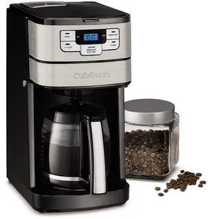 Automatic Grind & Brew 12-Cup Coffee Maker with Blade Grinder, Programmable Coffee Machine Glass Carafe with 1-4 Cup Setting, Brew Pause, Grind-Off Option, DGB-400NAS, Black/Stainless Steel