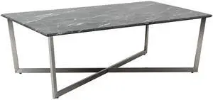 EURO STYLE Llona Marble Melamine Top, Strong and Layered Wood Material, Steel Base with Adjustable Feet and Protectors, Suitable for Home and Business (Black/48 inch)